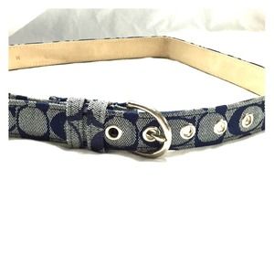 Coach Navy Blue C's Belt Brass buckle Size M 37.5"
