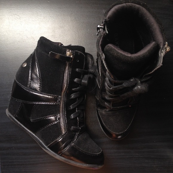 Faux Suede + Patent Leather Sneaker Wedges