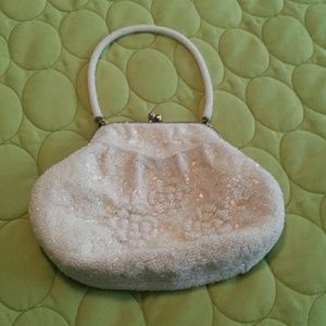 Vintage beaded white purse