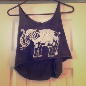 Grey elephant crop top tank top