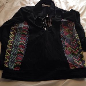 Black and Aztec Victoria's Secret pink half zip