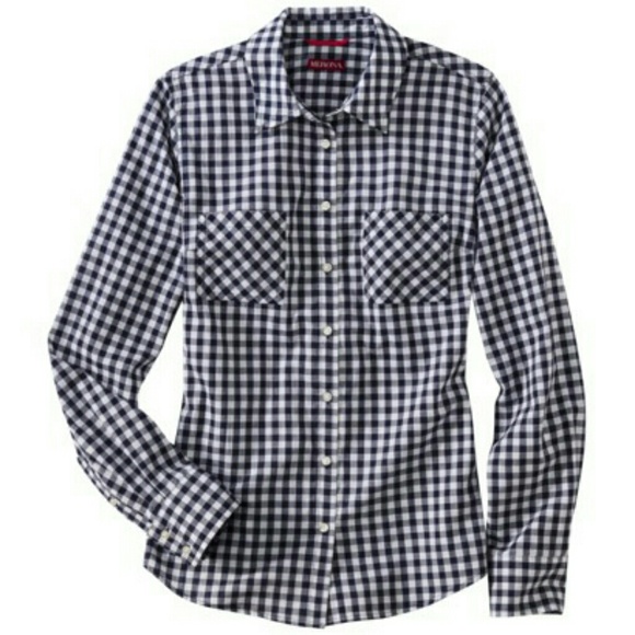 Navy and white lightweight button down shirt