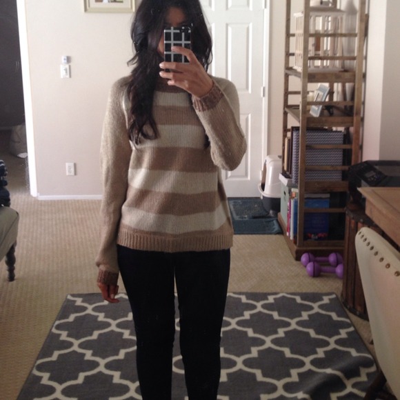 Tan and cream striped sweater