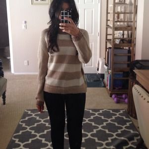 Tan and cream striped sweater