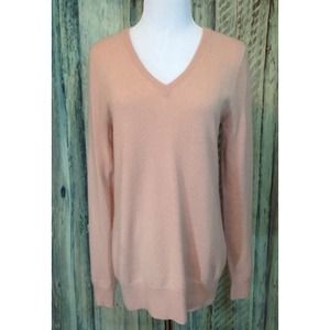 J Crew 100% Cashmere V-Neck Sweater Pink Sz Med