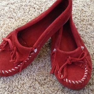 Red Minnetonka Moccasins bundle w black Mary Janes
