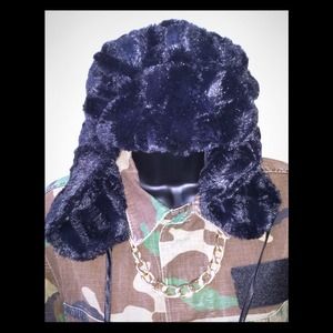 Black Faux Fur Hound Ears Winter Hat