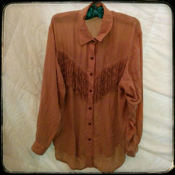 Vintage Cache Western Silk Fringed Blouse