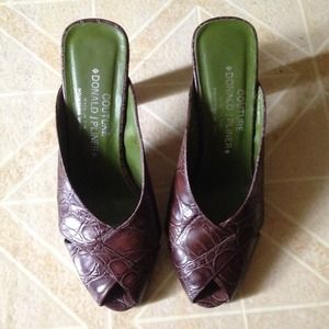 Vintage Brown Peep Toe Mules by Donald J Pliner