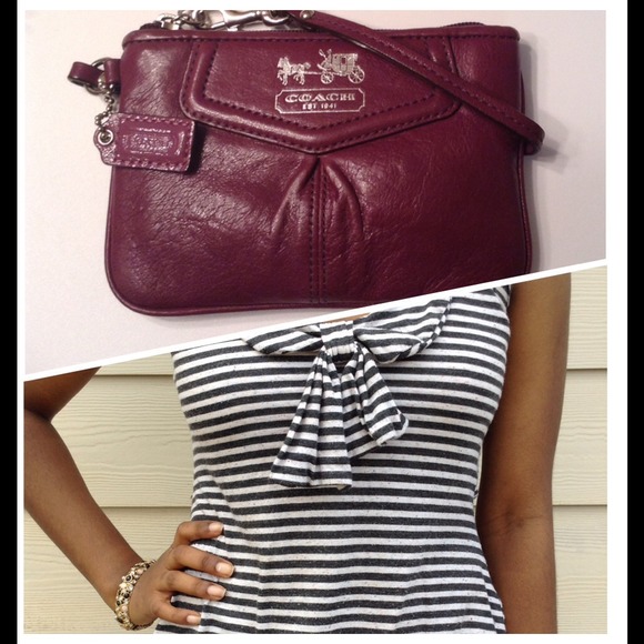 Plum Wristlet & Striped Collared Top