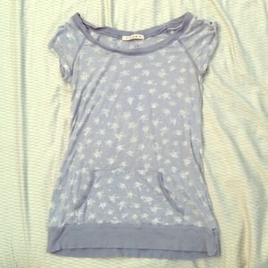 Forever 21 Skull Scoop Neck with Pockets Ligh Blue