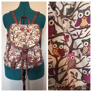Cute Owl Print Small Backpack/Purse