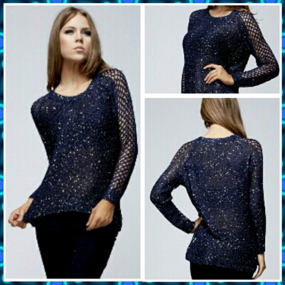 Sweaters - Navy blue Sequin Sweater. Price firm.