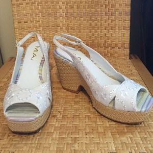 NWOT White Eyelet Slingback Wedges