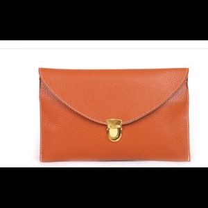 Tan Faux Leather Envelope Clutch!
