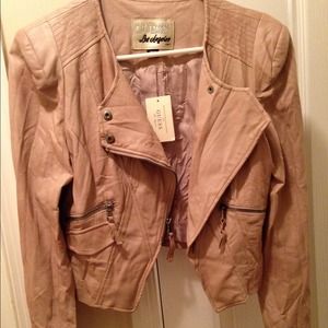 Guess dusty rose pink leather jacket