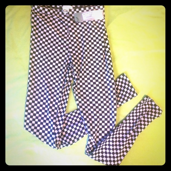 Nasty gal checkered black white tights leggings