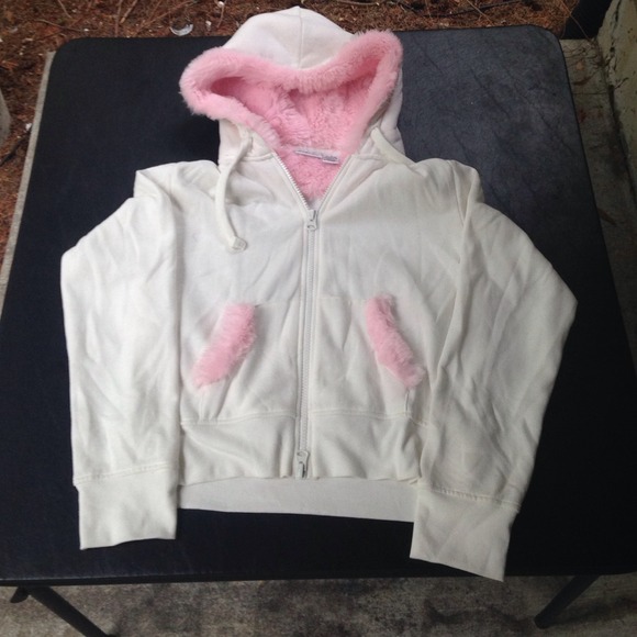 Baby pink faux fur hoodie
