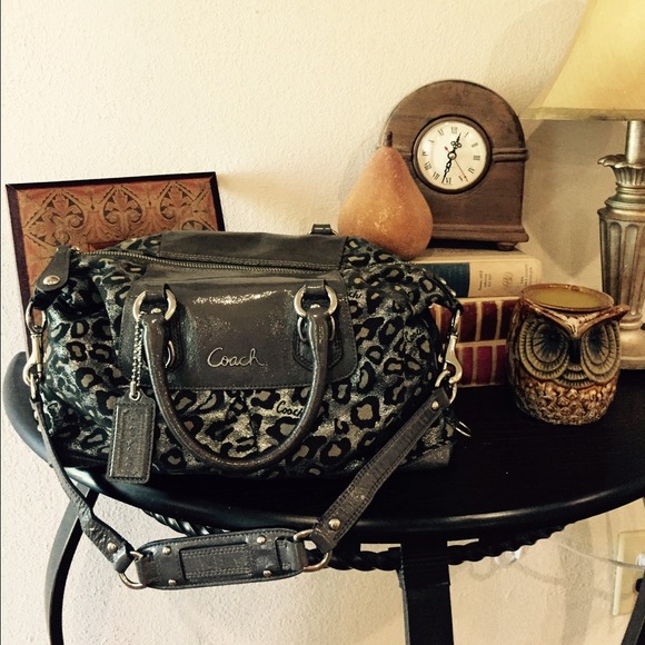 Authentic Gray Cheetah Coach Handbag