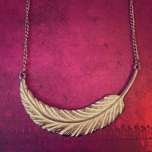 Gold Antique Feather Necklace