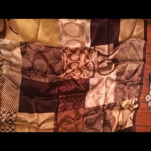 Brown coach scarf with tags and bag