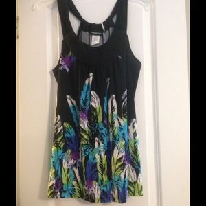 Black feather tank top