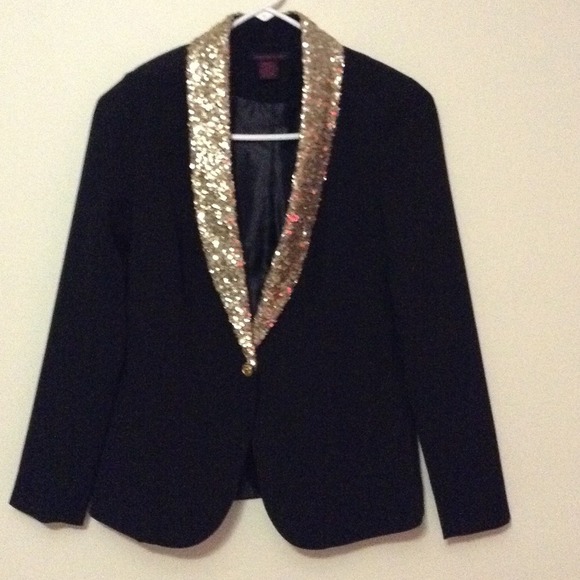 Black/Gold sequin trim blazer