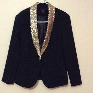 Black/Gold sequin trim blazer