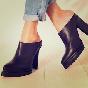 Jeffery Campbell Black Pointed Clog Bootie Heels