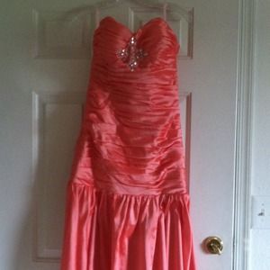 Satin Dress Mermaid Sweetheart Coral/Peach Evening