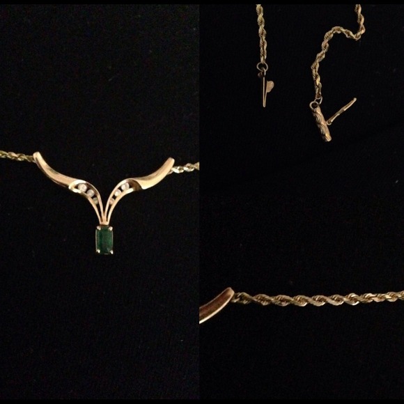 14k gold emerald necklace