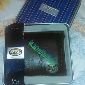 black genuine leather fossil wallet