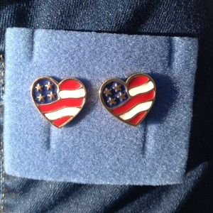 American flag heart earrings