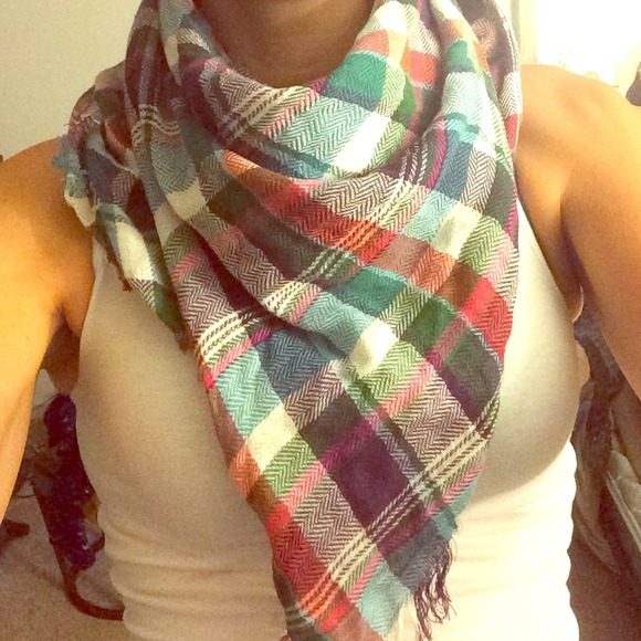 Blue and Red Plaid Scarf