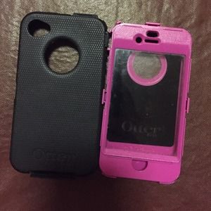 Pink/black otterbox 4s case used but good