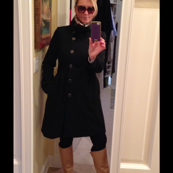 H&M Outerwear - BLACK SIDE BUTTON LINED ALL WEATHER COAT