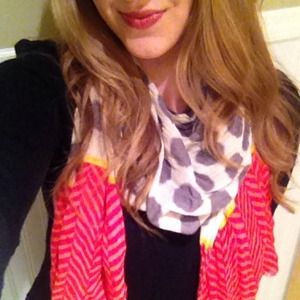 Ann Taylor Loft Chevron & Polka Dot Scarf