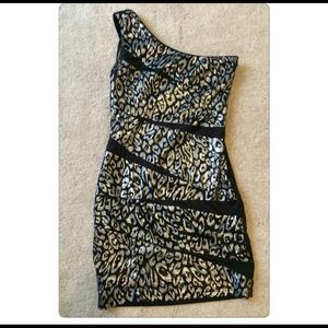 Sequined black and silver cocktail dress