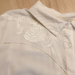 Cream western style button up shirt