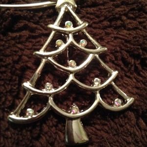 CHRISTMAS TREE SILVER NECKLACE AND EARING SET
