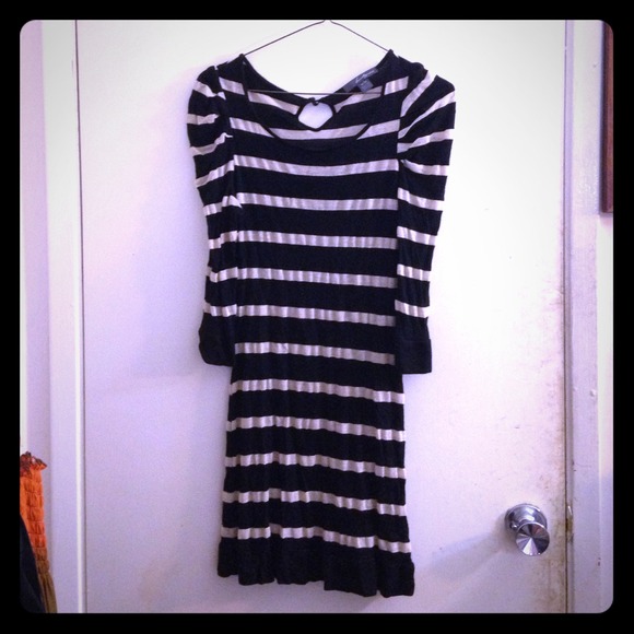 Black and gold sweater dress