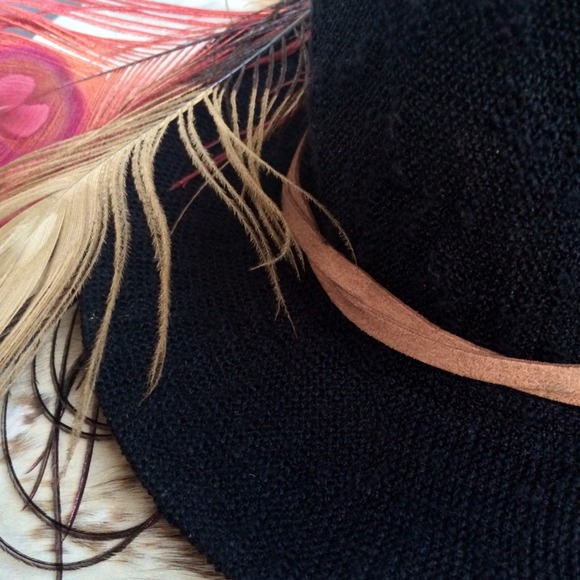 🌙NEW Boho Ecoté Black Panama Hat Leather Band UO - Picture 3 of 4