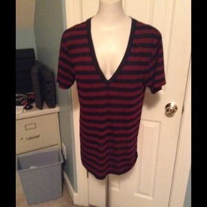 Red and Black Deep V-Neck