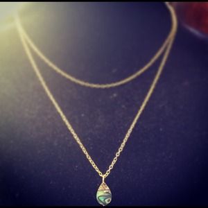 Minimalist Gold Double Tear Abalone Necklace