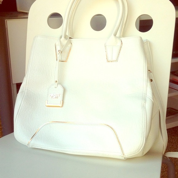 Poverty Flats by Rian Handbags - NEW white gold purse tote satchel handbag bag