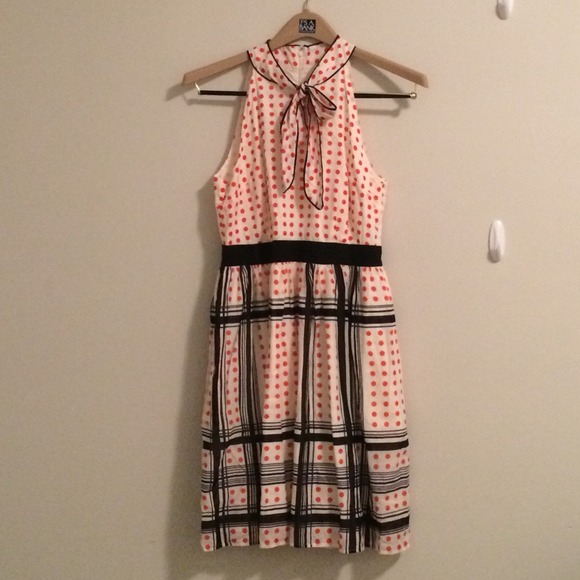Anthropologie Orange tie neck dress