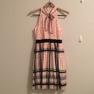 Anthropologie Orange tie neck dress