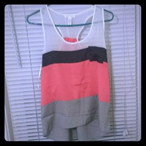 White, Pink, Blue and Gray Tank Top