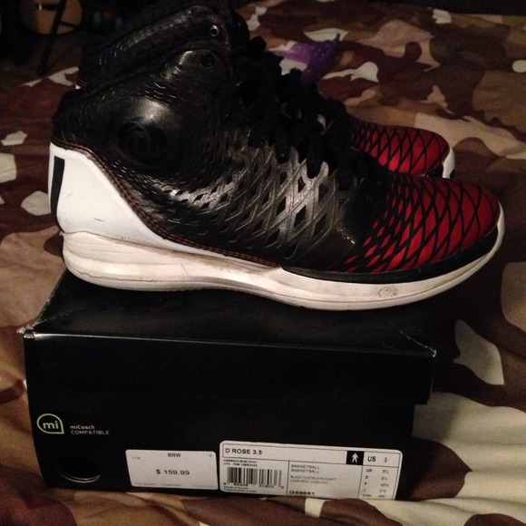 D rose 3.5 basketball shoes black red white gym