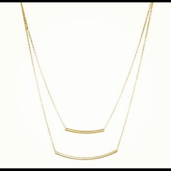 Double Tear Gold Tube Necklace